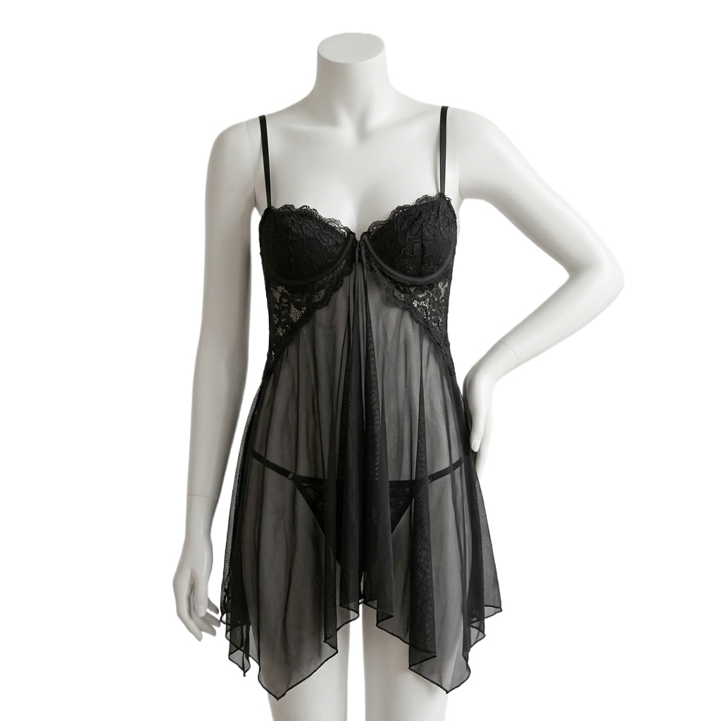 Babydoll Chemise Night - Women Lace Babydoll Lingerie Sheer Mesh