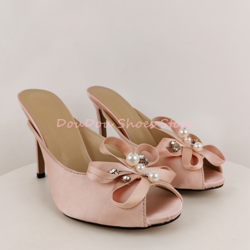 Pink Satin Bow Pearl Rhineston - Slip Dress Satin 评论和价格