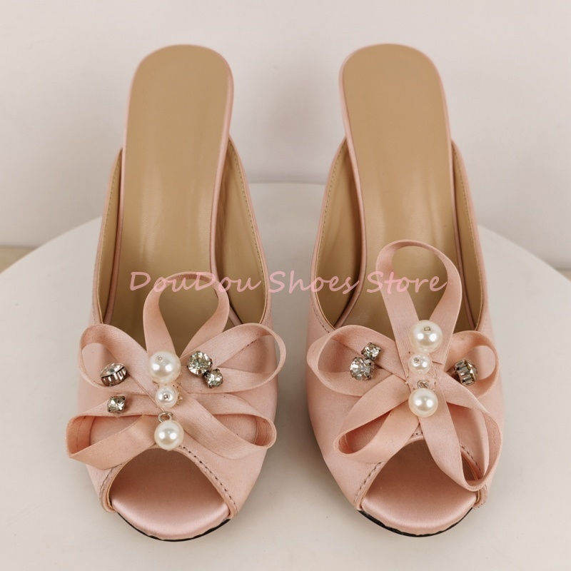 Pink Satin Bow Pearl Rhineston - Slip Dress Satin 评论和价格